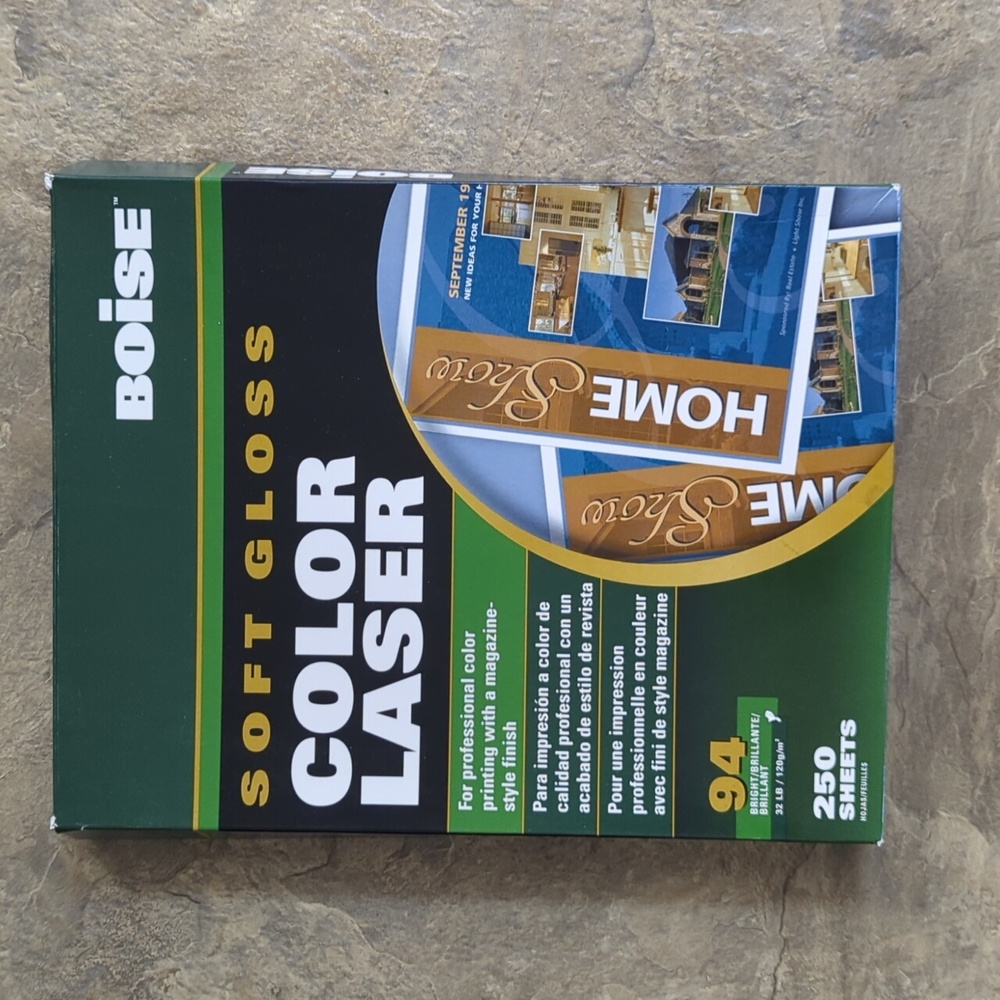 Boise Soft Gloss Color Laser printer sheets
